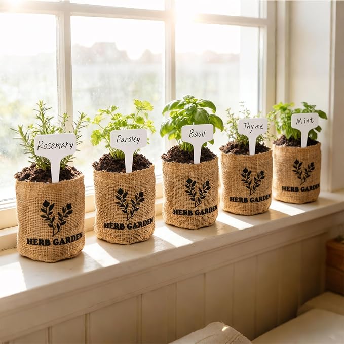 Meekear 5 Herb Indoor Starter Kit, Complete Planting Set for Kitchen Herb Garden DIY & Gift