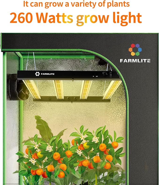 FARMLITE LED Grow Lights for Indoor Plants Full Spectrum Growing Light Bar Plant Hanging Growing Lamps Seedling Daisy Chain Dimmable Board 4x4ft Coverage (260watts)