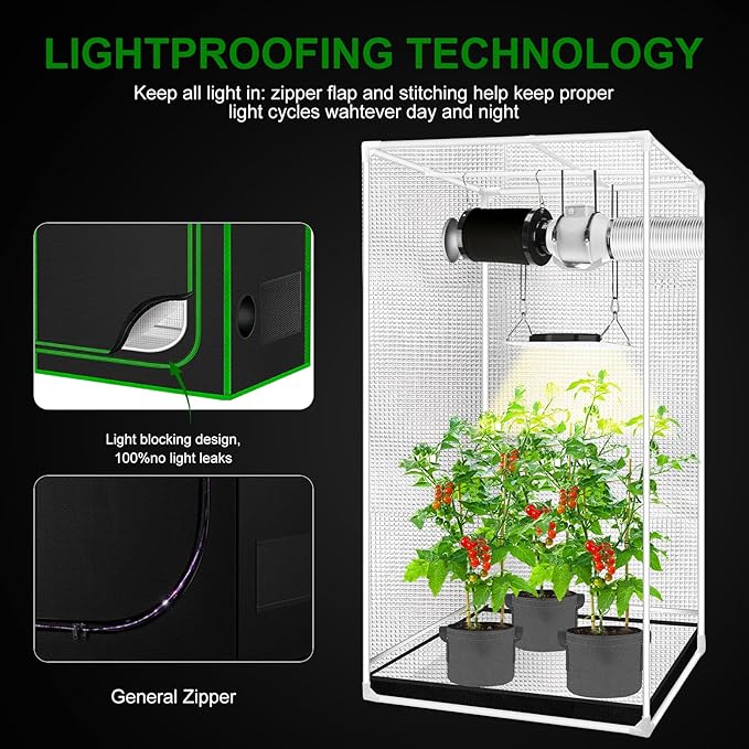 MELONFARM Small Grow Tent for Aerogarden，34”x18”x55” ，Hydroponics Growing System ，Highly Reflective 600D Diamond Mylar Canvas with Ventilation window and Floor Tray for Hydroponic Indoor Plant Growing