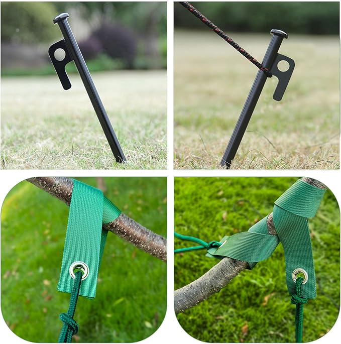 3 Pcs Heavy Duty Steel Tree Stake Kit, Tree Supports for Leaning Tree Protection with 3 PCS 11.8" Steel Tree Stakes, 3 PCS 15.8" Tree Straps，32.8 FT Rope