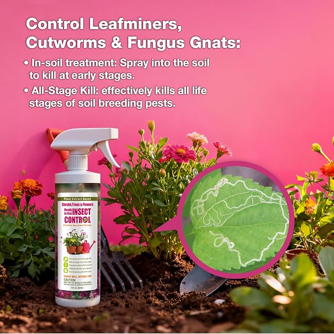 EcoVenger® Garden Insect Control 16 oz | Kills Aphids Armyworms Mealybugs Spider Mites Gnats and Eggs | Indoor Outdoor | Plant-Based Child and Pet Safe