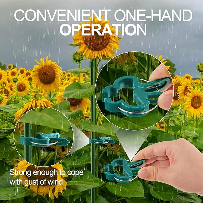 Yinghezu 30 Pcs trumpet 1 inch Plant Support Clips,Flower and Vine,Garden Tomato Plant Support Clips for Supporting Stems,Vines Grow Upright Climbing,Tool for Straightening,Tomato Cage,Trellis.