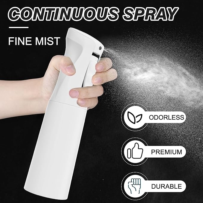 IMPORX Continuous Spray Bottle for Hair 2 Pack (10.1oz/300ml) Home Essentials Spray Bottles for Cleaning Empty Ultra Fine Water Mister Sprayer for Hairstyling Garden Plants Curly Hair Perfume, White
