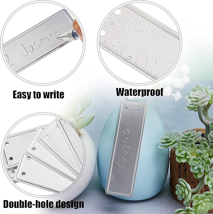 Ripeng 200 Pieces Aluminum Metal Plant Labels Writable Seedling Tree Tags with 6 Inch Wires Waterproof Double Sided Write for Plant Garden Marker Outdoor Identification and Greenhouse