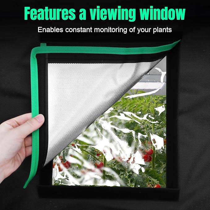 Generic 4x8 Grow Tent 94x47x78inch 600D Oxford Fabric Hydroponic Grow Tent with Observation Window Indoor Plant Greenhouse for Planting Fruit Flower Veg
