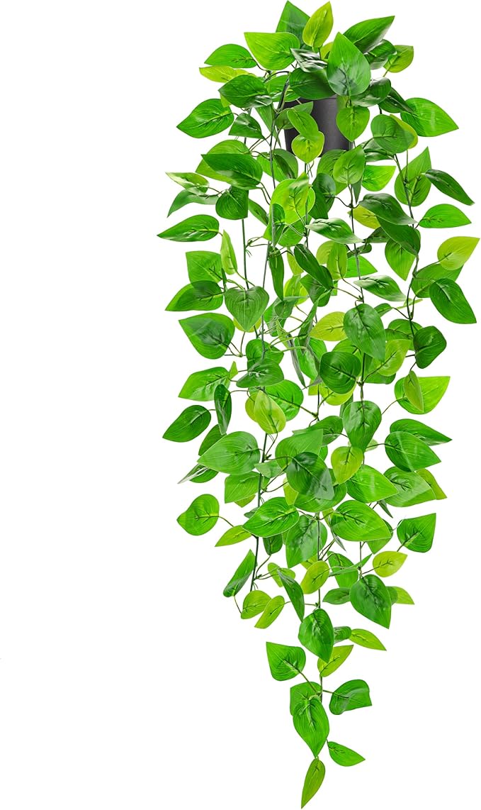 Der Rose 1Pcs 34'' Fake Hanging Plants Artificial Potted Faux Hanging Plants Indoor Pothos Vines for Home Bathroom Bedroom Wall Shelf Decor