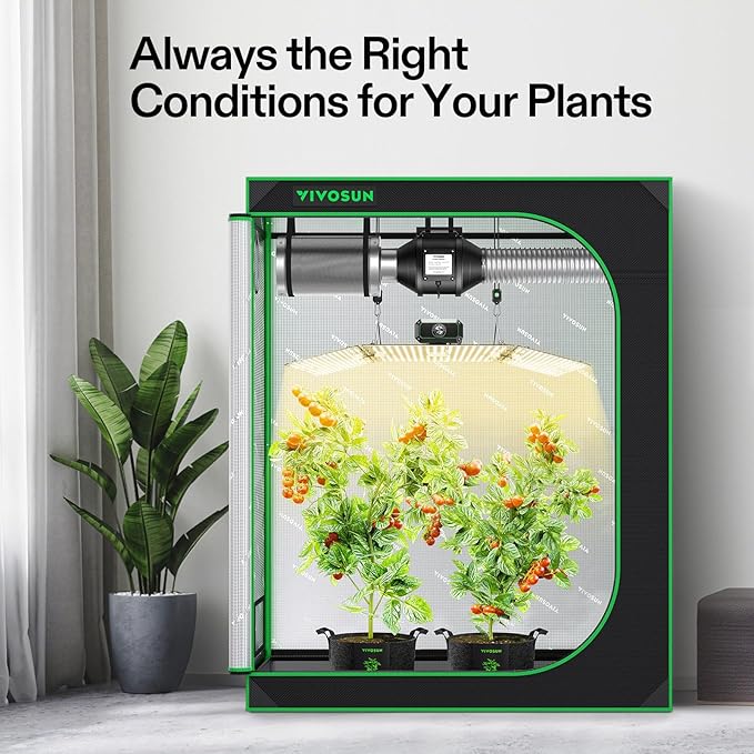 VIVOSUN Grow Tent Kit 2x4 Complete System, WiFi-Controlled Grow System with Full Spectrum LED Grow Light, Automatic Ventilation, GrowHub Outlet A22 with Temperature and Humidity Sensor