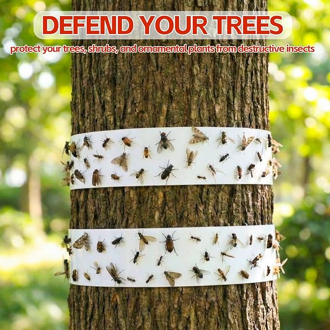 12 Rolls Spotted Lanternfly Traps Ant Insect Barrier, 30 ft Each, Outdoor Fly Tree Trap Sticky Strips Tree Trunk Wraps to Protect Trees, Fruit & Plants, Pest Control Lawn & Garden
