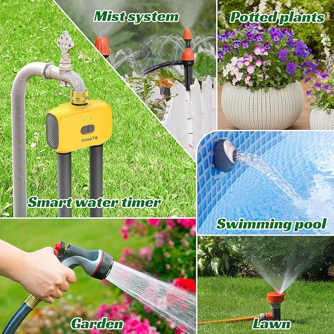 WiFi Sprinkler Timer 2 Zone, Smart Water Timer for Garden with App Remote Control for Travel, Brass Inlet Smart Irrigation System for Outdoor Hose, Patios, Lawns, Flower Bed & Yard Care