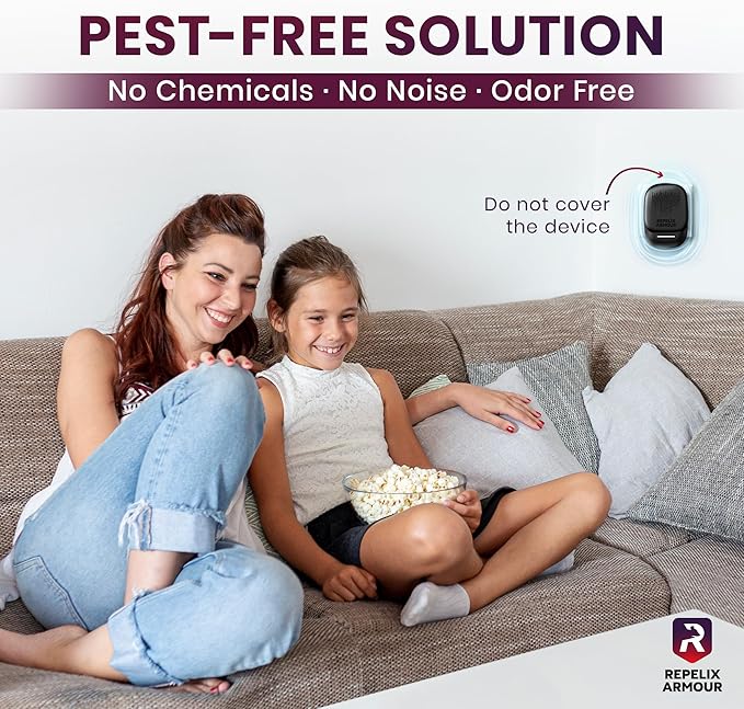Ultrasonic Pest Repeller for Indoor Use - 2 Pack - Covers Up to 1,500 sq ft per Device - 3 Modes Mouse Repellent - Rodent Repellent – Helps Repel Rats, Spiders, Mosquitoes, Ants & Household Insecs