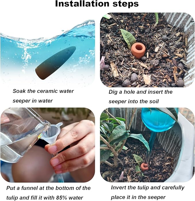 2 PC Plant Watering Globes Tulips, Glass Water Globes for Plants Plant Watering Globes Tulips Insert Spikes Drip Devices Water Spikes for Indoor Plants