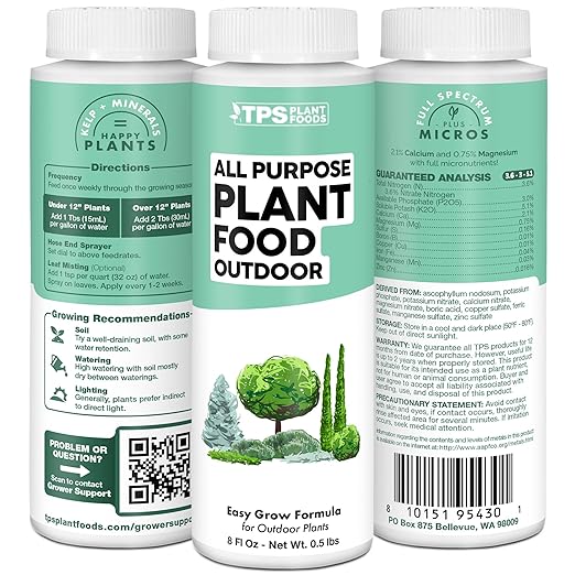 Plant Food Outdoor – Liquid Plant Fertilizer for All Plants, Vigorous Growth & Strong Roots, 8 oz