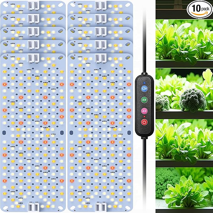 SDOVUERC Full Spectrum 1920 LEDs Grow Lights, 100W Plant Grow Lights for Indoor Plants with Daisy Chain Function, Sunlike Spectrum,4/8/12/16/20H Timer for Seed Starting(Pack10)