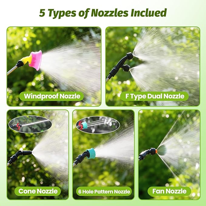 Battery Powered Backpack Sprayer 3.2Gallon, Electric Sprayer with 3-Adjustable Sprayings, Battery Indicator, 5 Nozzles, 41" Retractable Wand, Rechargeable Garden Sprayer for Weed, Lawn&Yard