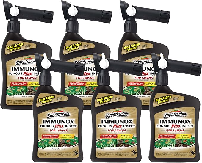 Spectracide Immunox Fungus Plus Insect Control For Lawns 32 Ounces, Dual Action, Hose-End Concentrate, 6 Pack