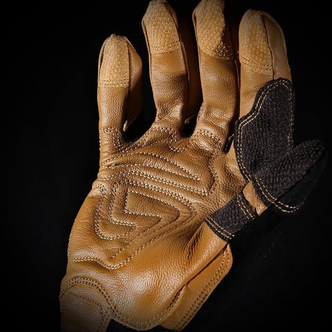 Ironclad Ranchworx Work Gloves RWG2, Premier Leather Work Glove, Performance Fit, Durable, Machine Washable, (1 Pair), RWG2-06-XXL,Black/Tan