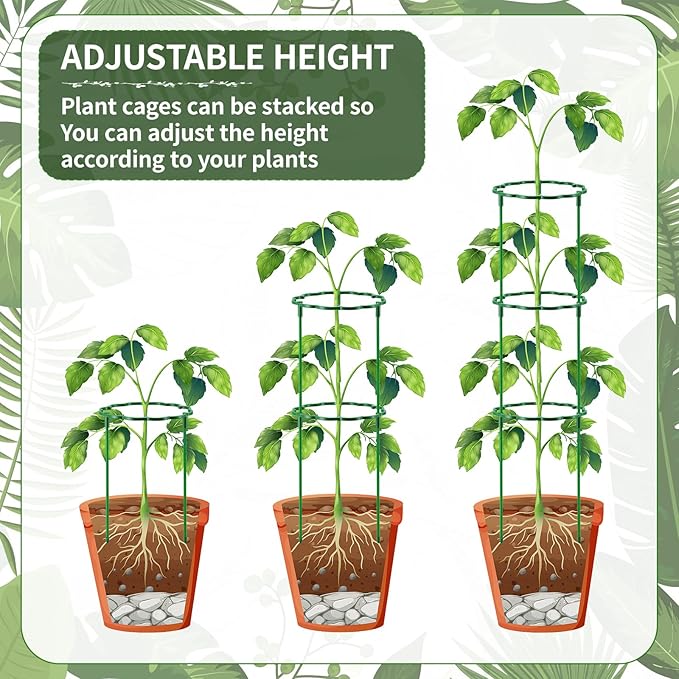 24 Pack Plant Support Stakes Sets - Versatile Plant Cages, Stackable Garden Flower Support， Small Plant Stakes for Indoor Plants,Tomato,Monstera, Peony, Hydrangea, Climbing Plants