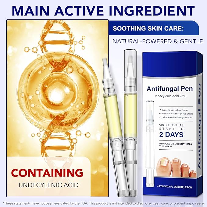 Nail Fungus Pen, 4-Pack Toenail Fungus Pen, Natural Plant Extracts Nail Repair Pen For Damaged, Broken & Thick Nails Toenails
