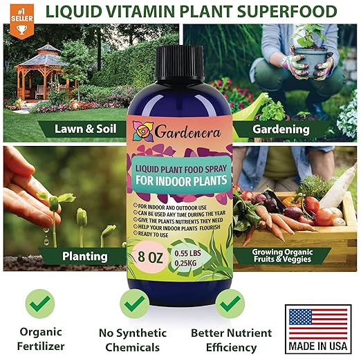 Gardenera Professional Dracaena Spray Mist for Home Gardening | Micro-Fungi Enriched Fertilizer Mist for Healthy Leaves & Growth | 18 Essential Vitamins & Minerals for Dracaena Plants - 8oz