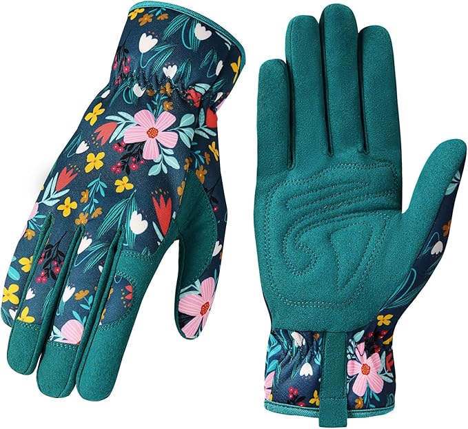 Trifabricy Gardening Gloves for Women, Breathable Leather Garden Gloves with Grip, Thorn-Proof Puncture-Resistant Work Gloves
