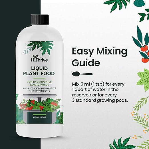 16oz Aeroponics & Hydroponics Liquid Plant Food - Up to 48 Feedings - Rich in Hydroponic Nutrients, Ideal Hydroponic Plant Food & Liquid Fertilizer for Indoor and Outdoor Hydroponics Growing Systems