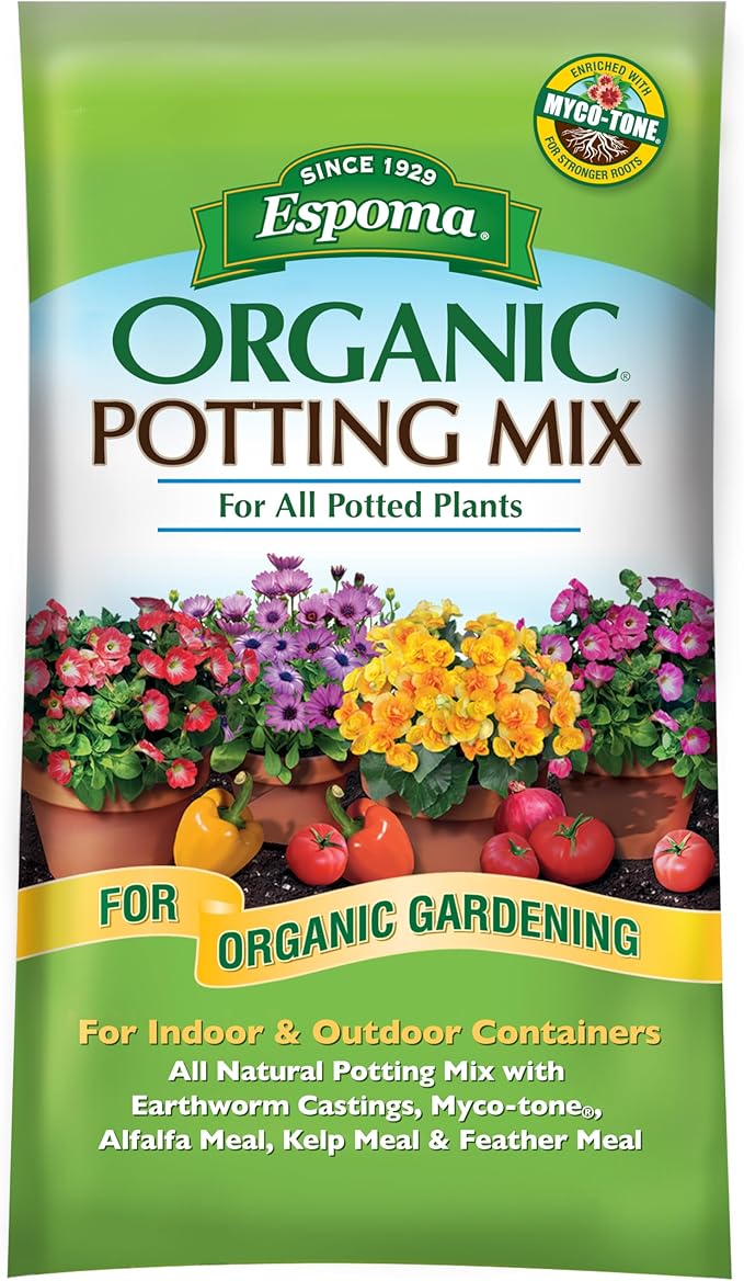 Espoma Organic Potting Soil Mix - All Natural Potting Mix for All Indoor & Outdoor Containers Including Herbs & Vegetables. for Organic Gardening, 16 qt. Bag. Pack of 2