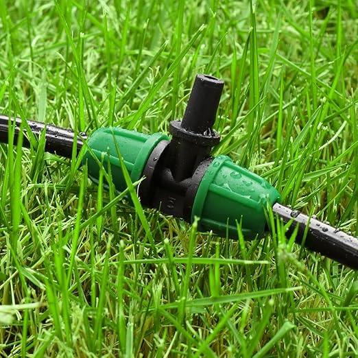 Gardrip Upgraded Drip Irrigation Fittings for 1/4 inch Tubing to 6mm Flat Mouth: Lock Barbed Nozzle Tee Connectors for Connecting Micro Atomizing Nozzle for Garden Greenhouse Misting (24 Pack)