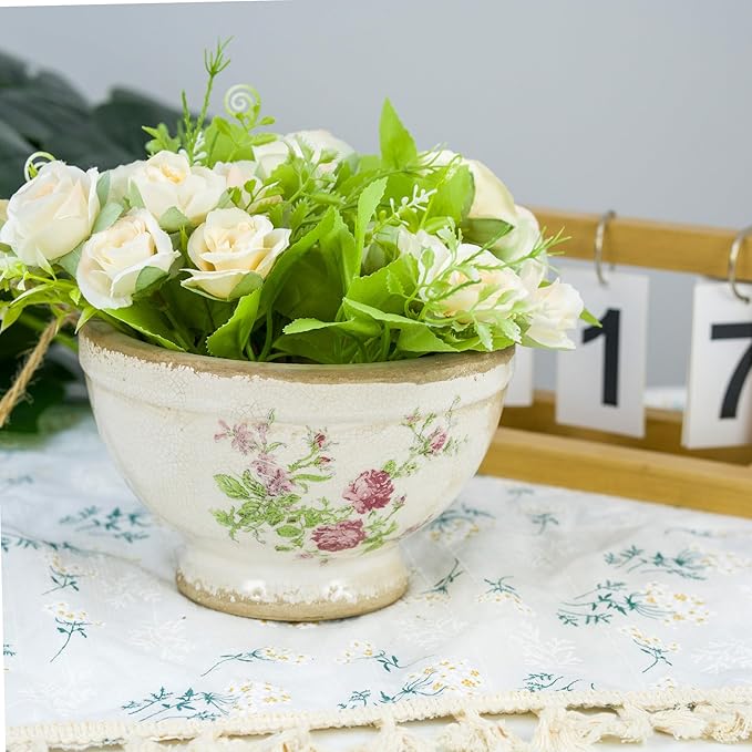 Dosayes Vintage Ice Crackle Grazd Ceramic Flower Pot with Drainage Holes, 4.33 Inch Rustic Planter for Indoor Plants, Outdoor Garden, Farmhouse Gift Tuscan Decor (Pink)