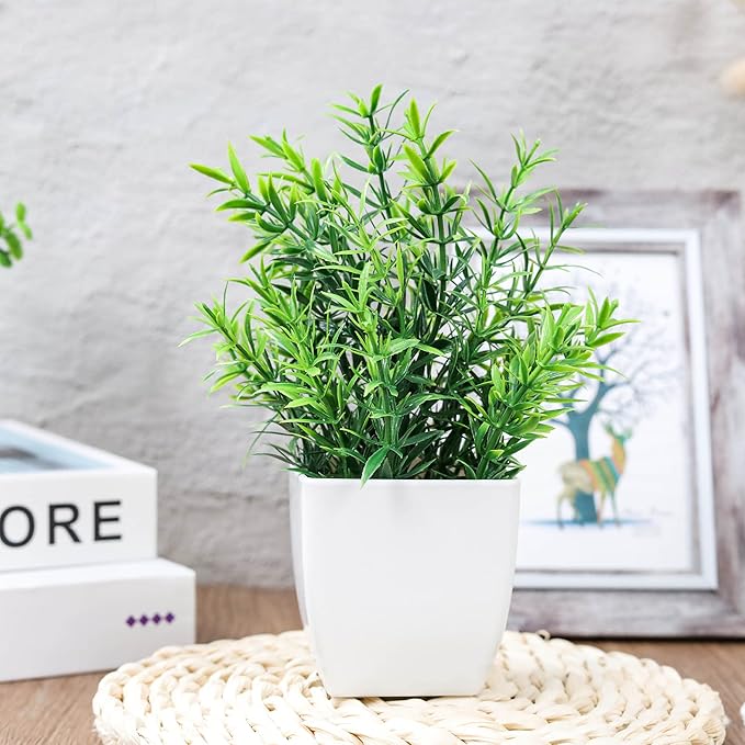 2 Pack Fake Plants Small Artificial Greenery Faux Plants Indoor for Home Farmhouse Bathroom Shelf Decor