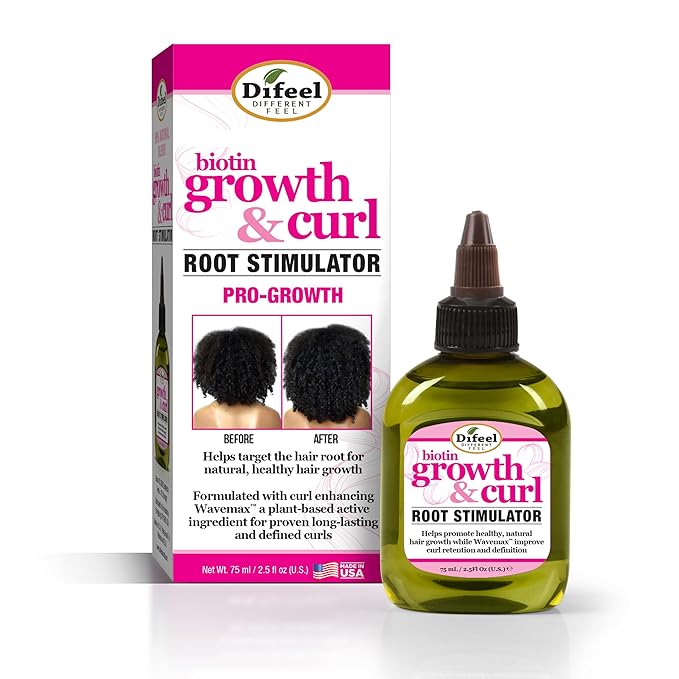 Difeel Biotin Growth and Curl Pro-Growth Root Stimulator 2.5 oz. (Pack of 3) - Deep Treatment for Hair Growth and Damaged Curly Hair