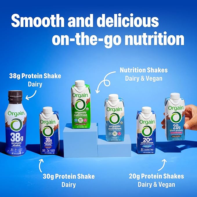 Orgain Organic Nutritional Vegan Protein Shake, Vanilla Bean - 16g Plant Based Protein, Meal Replacement, 21 Vitamins & Minerals, Fruits & Vegetables, Gluten Free, Non-GMO, 11 Fl Oz (Pack of 12)