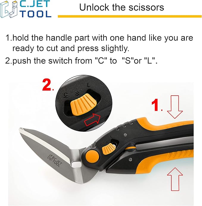 C.JET TOOL 10" Heavy Duty Scissors - Carpet Cutter, Industrial Multipurpose Tool for Cardboard, Leather, Pruning, Gardening - Professional Soft Grip Stainless Steel (Orange)