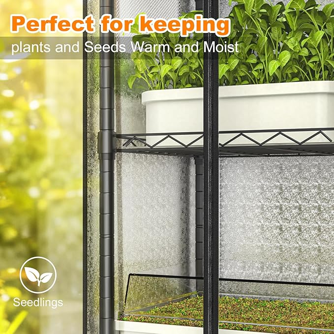 Small Greenhouse for Indoors, 5 Tier 15.7" L×11.8" W×62.3" H mini Greenhouse Outdoor, Indoor Adjustable Shelves