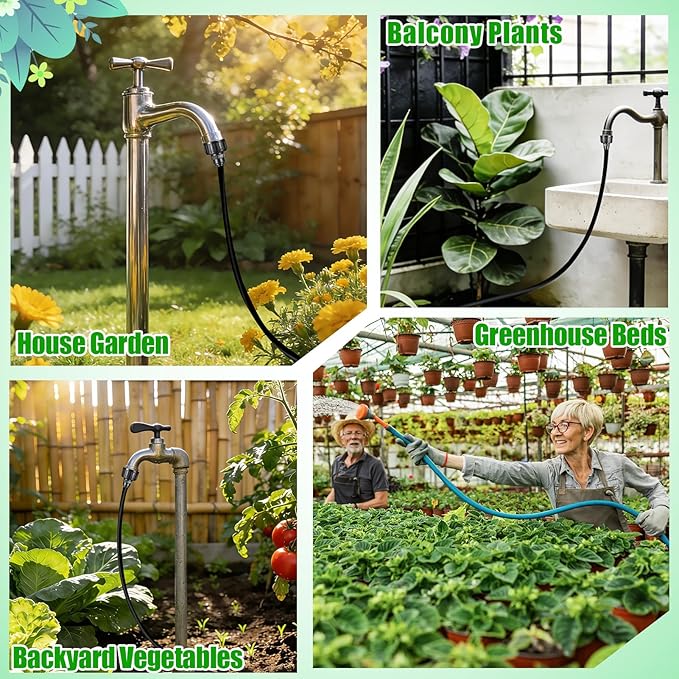 5 Pack US Standard 3/4" to 1/4" Faucet Adapters with Rubber Gaskets,1/4 inch Irrigation Tubing Fittings Garden Faucet to Hose Adapter for 1/4 Inch Drip Irrigation Tubing Garden Irrigation System