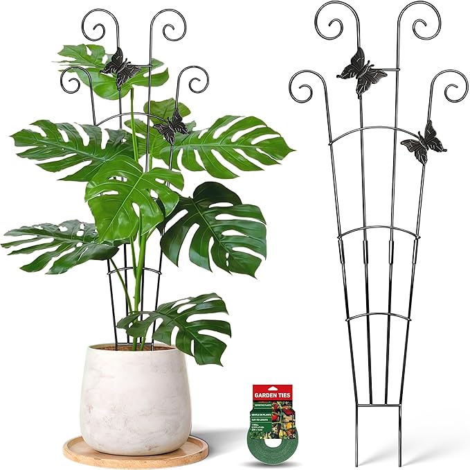 Coomin 30'' Monstera Plant Support Outdoor, Metal Expandable Plant Supports for Indoor Plants, Garden Monstera Trellis for Climbing Plants Indoor, 2pcs