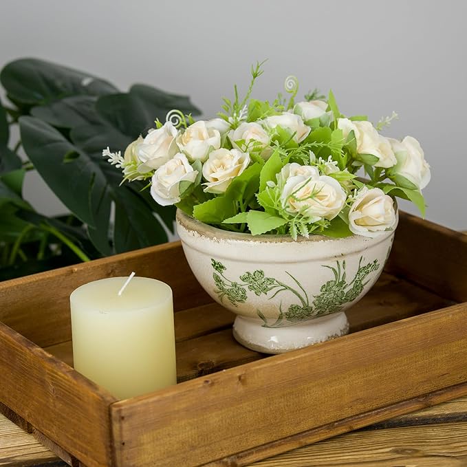 Dosayes Vintage Ice Crackle Grazd Ceramic Flower Pot with Drainage Holes, 4.33 Inch Rustic Planter for Indoor Plants, Outdoor Garden, Farmhouse Gift Tuscan Decor (Green)
