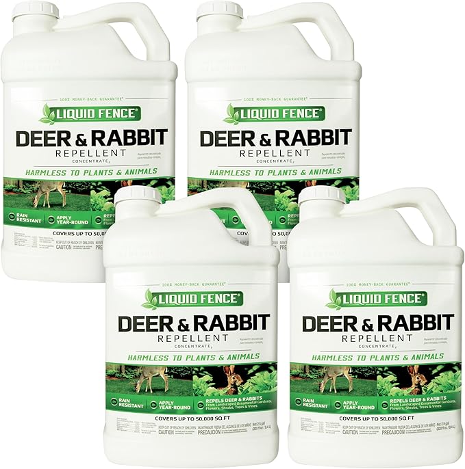 Liquid Fence Deer And Rabbit Repellent Concentrate 2.5 Gallons, Apply Year-Round