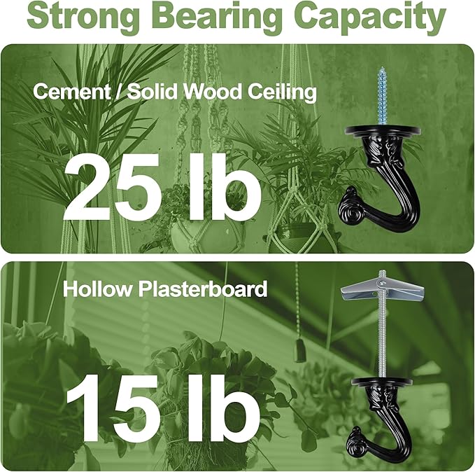 Aidoclip Ceiling Swag Hook Sets - Heavy Duty Hooks with Mounting Hardware for Hanging Plant, Ceiling or Extender Chains - Easy Install with Screws/Brackets