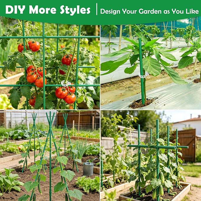 337 PCS Garden Stakes, Fiberglass Tomato Stakes, Garden Sticks with Accessories, 105 Sets DIY 4ft, 5ft, 6ft, 7ft Plant Stakes, Plant Sticks Supports for Indoor Outdoor Plants, Vegetables