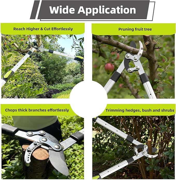 YRTSH Loppers for Tree Trimming Heavy Duty Branch Cutter with Compound Action, Effortless Tree Pruner Extendable 28-41" Loppers for Gardening, Long Handle Pruning Shears with 2" Clean Cut Capacity