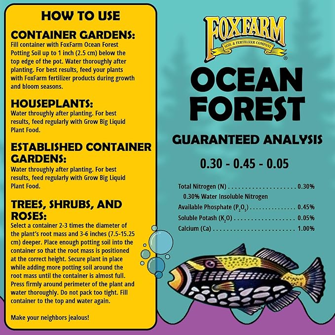 FoxFarm Ocean Forest Potting Soil, 1.5cu ft (Pack of 10) - Light, Aerated Texture, Designed for All Container Plants