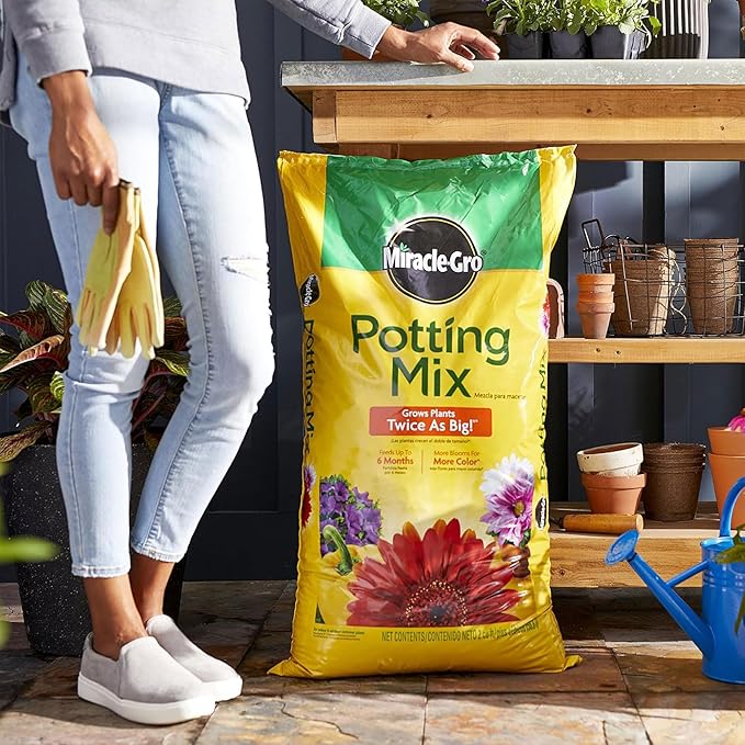 Miracle-Gro Potting Mix for Container Plants, Flowers and Vegetables, 2 cu. ft. & 24 Pack Indoor Plant Food Spikes, Continuous Feeding for Houseplants