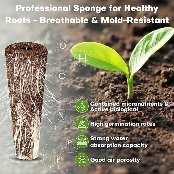 Ahopegarden 240 Pcs Seed Pod Kit for Aerogarden, Highly Breathable Hydroponics Replacement Pods Compatible with Most Indoor Hydroponic Systems,120 Grow Sponges & 120 Pod Labels