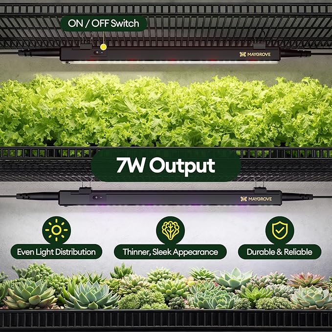 Maygrove Plant Grow Light 1ft, Tunable Full Spectrum LED Grow Light Strips 28W (4 x 7W), T5 Growing Lamp for Indoor Plants, Greenhouse, High PPFD, 4-Pack