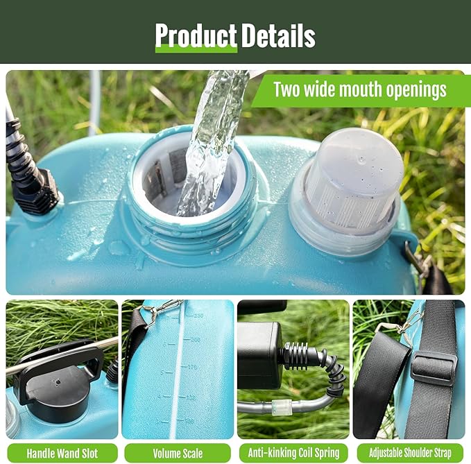 SideKing Battery Powered Sprayer 2 Gallon, Electric Weed Sprayer with 3 Adjustable Spray Pressures, Battery Indicator, Telescopic Wand and 4 Nozzles, for Garden, Lawn, Yard & Plants Care