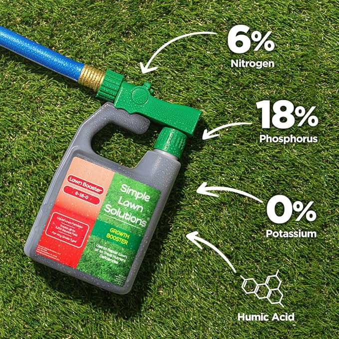 Simple Lawn Solutions Seeding Bundle - Growth Booster Lawn Fertilizer, Root Hume Humic Acid, and Lawn Energizer Nitrogen and Iron (32 Ounce)