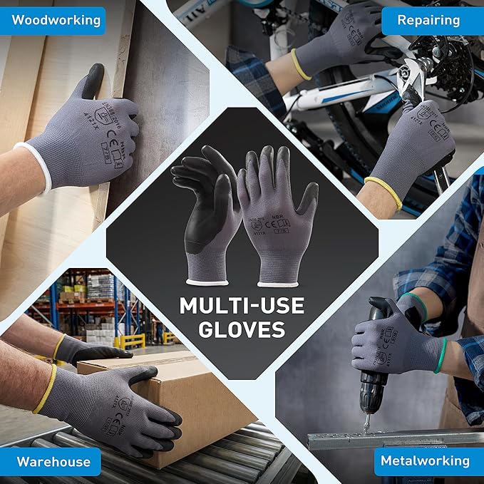 S SATC Safety Work Gloves Foam Nitrile Coated Touchscreen Knit Nylon Gloves for Men & Women, Ideal for Gardening, Warehouse