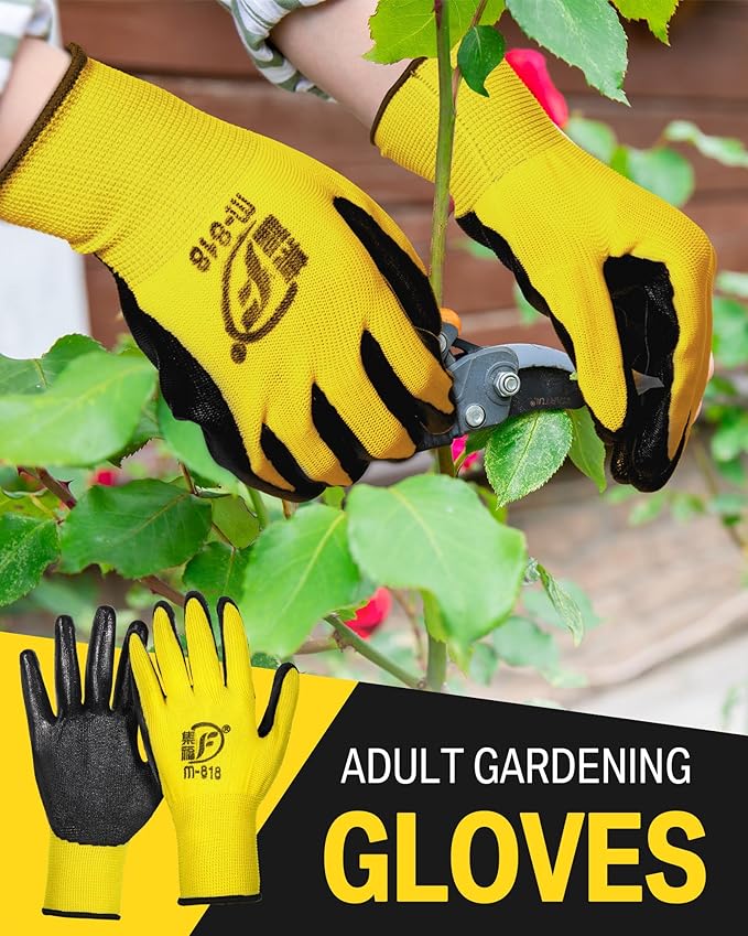 Potchen 72 Pairs Gardening Work Gloves Bulk for Men Women, Rubber Coated Garden Multipack Safety Construction Glove