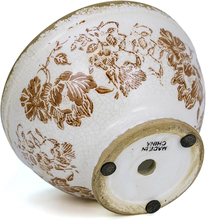 Dosayes Vintage Ice Crackle Grazd Ceramic Flower Pot with Drainage Holes, 4.33 Inch Rustic Planter for Indoor Plants, Outdoor Garden, Farmhouse Gift Tuscan Decor (Red)