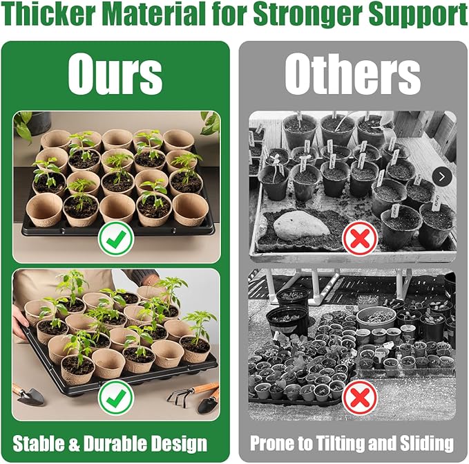 RooTrimmer 20 Cell Plant Trays for Carrying 3 inch Round Nursery Pots, Sturdy Plastic Trays Suitable for Holding 100 pcs Peat Pots (5 Packs)